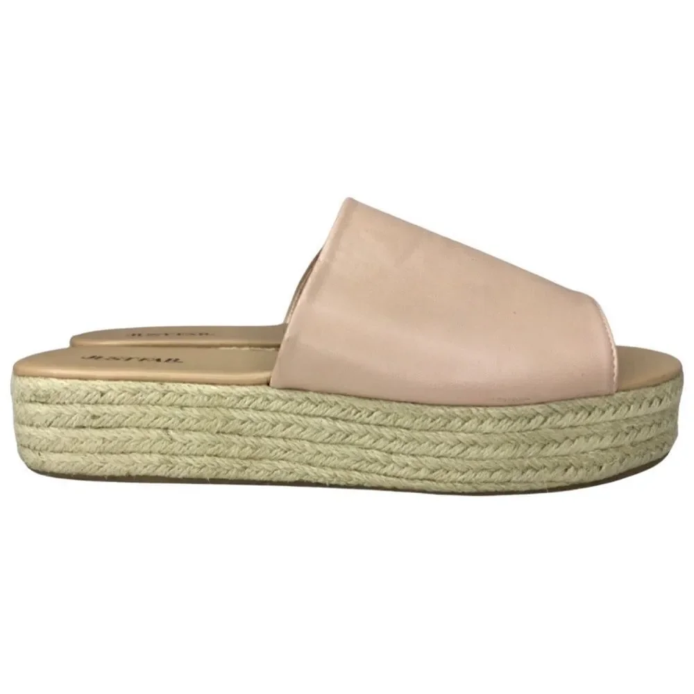 JustFab Sun Daze Pale Pink Slides Platform Espadrilles Size 10